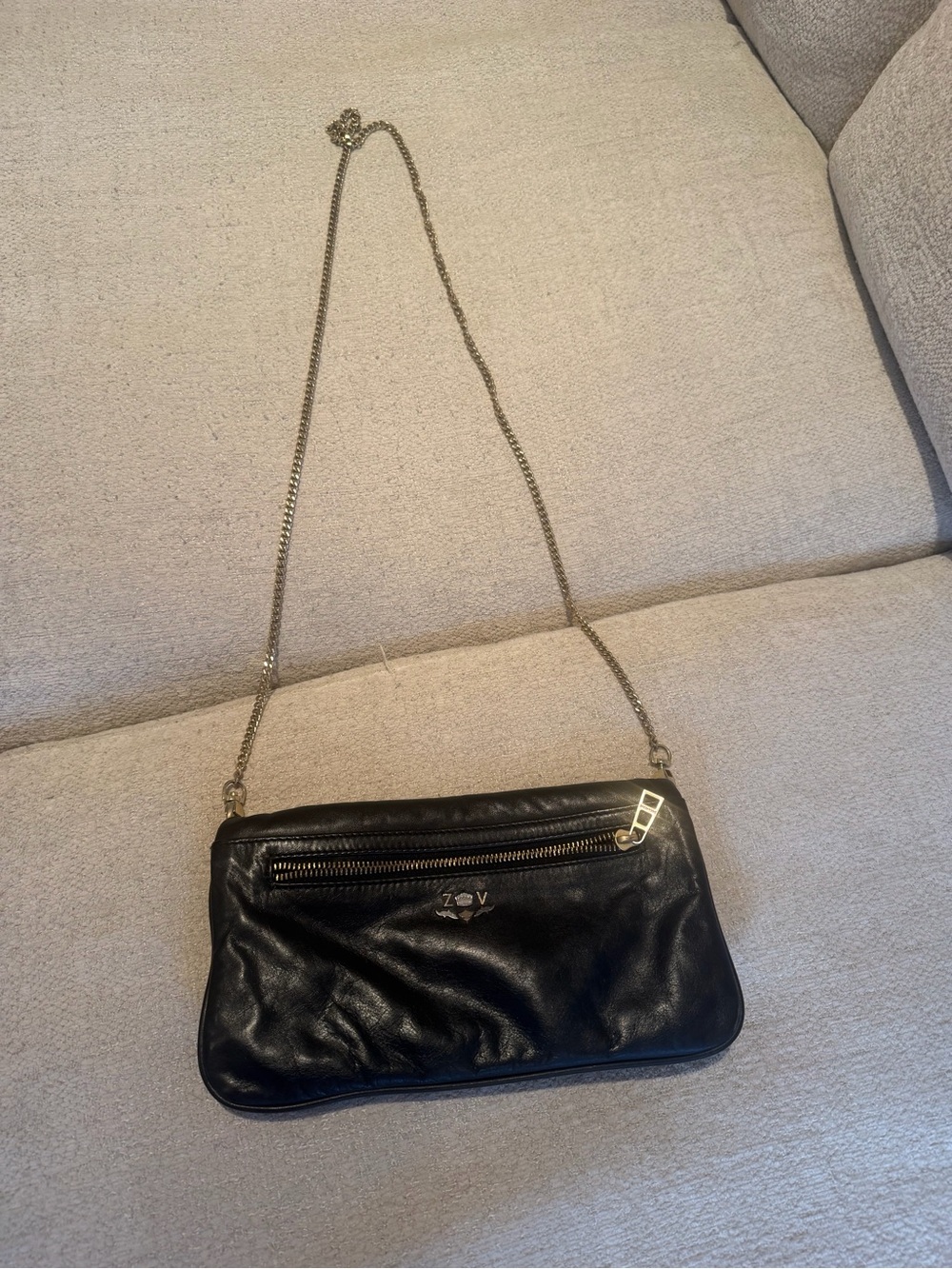 Zadig & Voltaire Black Leather Chain Crossbody Bag